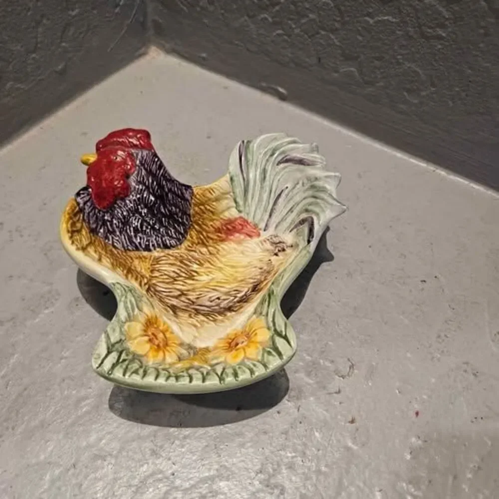 Ceramic Sakura Rooster Trinket Dish 6